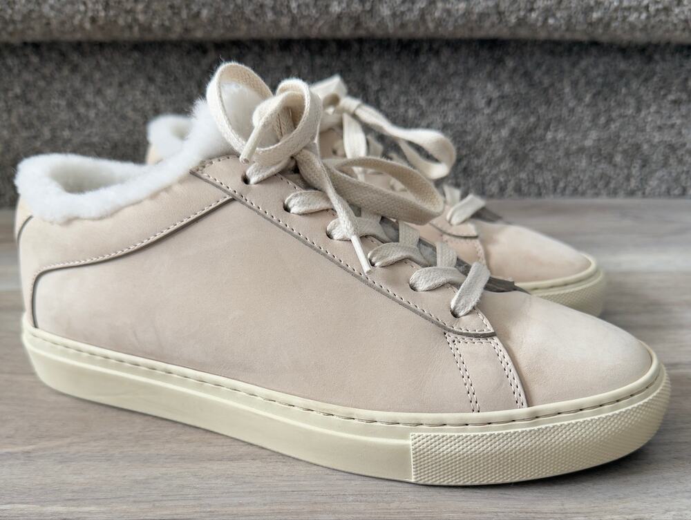 KOIO x Carbon38 Cream Leather - Shearling Lined Sneakers - size EU37/US7